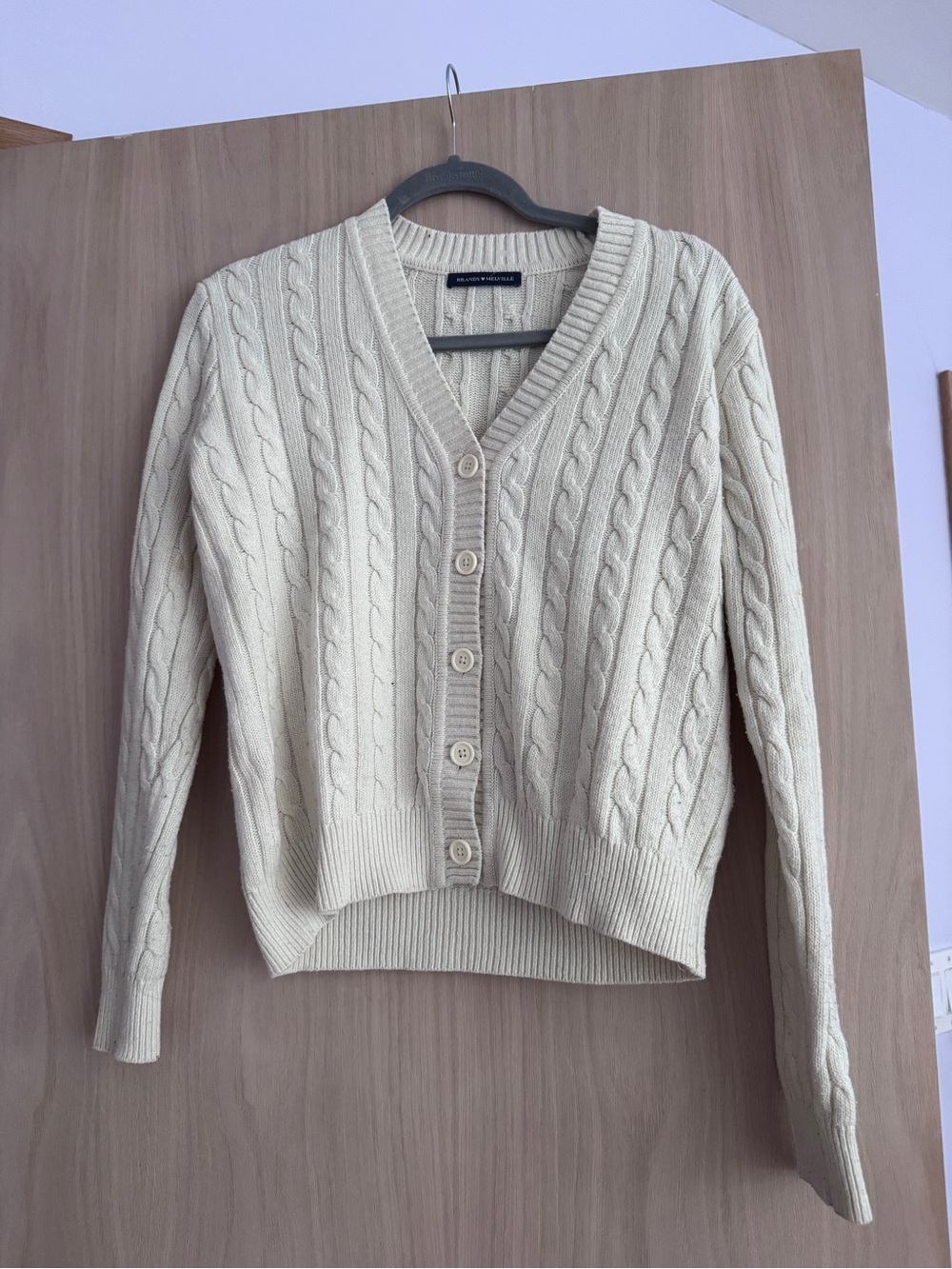 Brandy Melville Cream Cable Knit Button-Up Cardigan